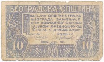 Jugoszlávia/Szerb-Horvát-Szlovén Királyság/Belgrád 1920. 10p városipénz T:III-
Yugoslavia/Kingdom o...
