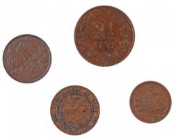 Hollandia 1832. 1/2c Cu + 1899. 1c Cu + 1937. 1c Cu + 1881. 2 1/2c Cu T:2-,3 Netherlands 1832. 1/2 cent Cu 1899. 1 cent Cu + 1937. 1 Cent Cu + 1881. 2 1/2 Cents Cu C:VF,F Krause KM#51 KM#107, KM#152, KM#108