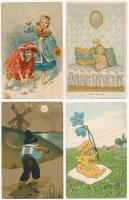 14 db RÉGI motívum képeslap: gyerekek, pár litho, szignósok (pl. Kranzle) / 14 pre-1945 motive postcards: children, some lithos, artist signed