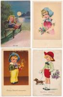14 db RÉGI motívum képeslap: gyerekek, pár litho, szignósok (pl. Kranzle) / 14 pre-1945 motive postc...