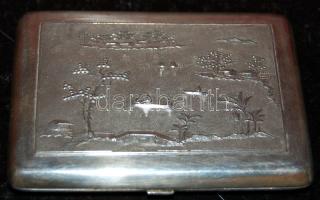 Kis dekoratív, női ezüst cigarettatárca, Ag 80g