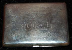 Kis dekoratív, női ezüst cigarettatárca, Ag 80g