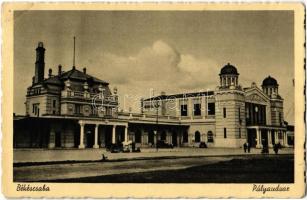 1940 Békéscsaba, Pályaudvar, vasútállomás, automobil