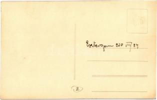 1930 Esztergom, hajóállomás hosszú híddal. photo