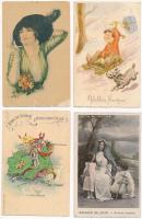 14 db RÉGI motívum képeslap: üdvözlőlapok, művész / 14 pre-1945 motive postcards: art, greetings