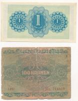 Ausztria 1922. 100K + Ausztria / Szövetséges megszállás 1944. 1Sch T:I-,III- 
Austria 1922. 100 Kro...
