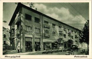 1933 Hévíz, Hotel Patria szálloda, Frank üzlete, parfüméria, illatszertár, automobil