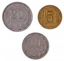 Argentína 1944. 5c Al-Br + 1899. 10c Cu-Ni + 1929. 20c Cu-Ni T:2-
Argentina 1944. 5 centavos Al-Br ...