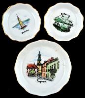 Aquincumi és Hollóházi porcelán emléktárgy (Balaton, Sopron), kézzel festett, jelzett, kis kopásnyom...