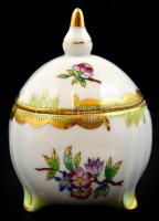 Herendi Viktória mintás bonbonniere. Kézzel festett, jelzett, hibátlan. 8 cm
