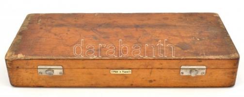 Acél etalon készlet. Fém, fa dobozában, komplett