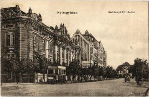 1925 Nyíregyháza, Széchenyi út, villamos. Fábián Pál kiadása