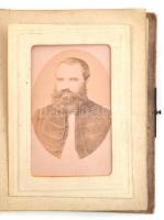 cca 1870-1889 Fotóalbum, 11 db keményhátú fotóval, portré fotók, keményhátú fotók, fotók kartonon, H...