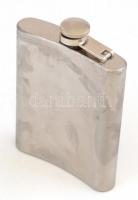 Fém flaska, használatból eredő kopásokkal, 13,5×9,5 cm