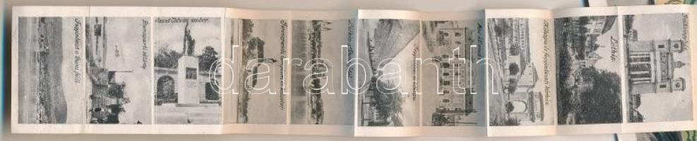 1949 Vác, virágcsokros üdvözlő leporellólap, belül: vasútállomás, fegyintézeti kórház, stb. s: Berná...