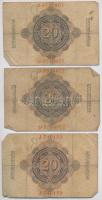 Német Birodalom 1908. 20M (2x) + 1910. 20M (2x) + 1914. 20M (2x) T:III-,IV
German Empire 1908. 20 M...