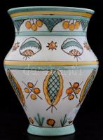 Iparművészi Vállalatos Gorka váza, mázas kerámia, jelzett, két apró lepattanással, m: 16 cm