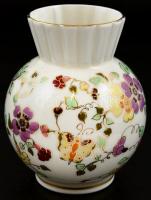 Zsolnay pillangómintás váza, kézzel festett, apró kopásnyomokkal, jelzett, m:12 cm