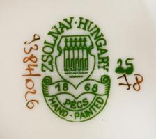 Zsolnay pillangómintás váza, kézzel festett, apró kopásnyomokkal, jelzett, m:12 cm