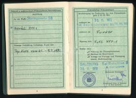 1972 Salzburg, Republik Österreich Wehrdienstbuch, katonai szolgálati könyv