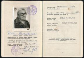 1981 Jugoszláv-magyar fényképes határátlépési engedély