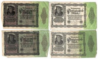 Németország / Weimari Köztársaság 1922. 50.000M alapnyomat nélkül (2x) + 50.000M alapnyomattal (2x) T:III  Germany / Weimar Republic 1922. 50.000 Mark without underprint (2x) + 50.000 Mark with underprint (2x) C:F Krause#79,80