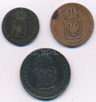 Vegyes: 1816S 1/4kr Cu + Ausztria 1816A 1/2kr Cu + 1816A 1kr Cu T:2-
