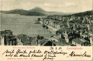 1901 Mali Losinj, Lussinpiccolo; Riva Francesco Ferdinando / general view, port, beach (EK)