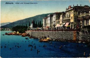 1913 Abbazia, Opatija; Hotel und Kursaal Quarnero / hotel, spa, bath, bathers, beach (EK)