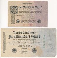 Németország / Weimari Köztársaság 1922. 500M + 1923. 2.000.000M T:III  Germany / Weimar Republic 1922. 500 Mark + 1923. 2.000.000 Mark C:F Krause#74b,104