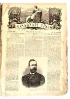 1895 Vasárnapi Újság 42. évf. 1-28. sz. Fél évfolyam. 1895. jan. 6. -július 11. Szerk.: Nagy Miklós. Bp., Franklin, 8+468 p. Gazdag fekete-fehér képanyaggal illusztrált. Érdekes írásokkal. Korabeli reklámokkal. Kopott félvászon-kötésben, lapszéli foltokkal, néhány lapon lapszéli szakadásokkal, néhány laza, vagy részben kijáró lappal.