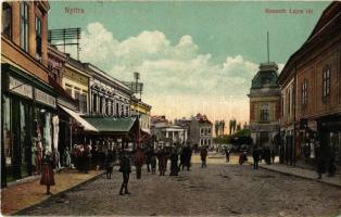 1917 Nyitra, Nitra; Kossuth Lajos tér, Antmann Adolf órás és ékszerész, Rosenthal Sándor és Róth Testvérek üzlete / square, shops (EK)