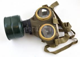 Katonai gázmaszk, patronnal, szimatszatyorral