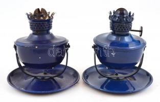 2 db kék petróleum lámpa üveg nélkül