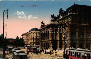 Wien, Vienna, Bécs I. Staatsoper / street view with trams, opera house. B.K.W.II. 57.