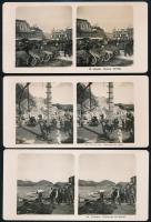 cca 1900-1920 Vegyes sztereófotó tétel (Svédország, Verona, Norvégia, Szentpétervár, stb.), 12 db, 18×9 cm