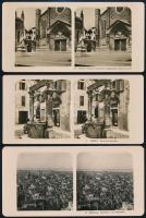 cca 1900-1920 Vegyes sztereófotó tétel (Svédország, Verona, Norvégia, Szentpétervár, stb.), 12 db, 1...