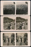 cca 1900-1920 Vegyes sztereófotó tétel (Svédország, Verona, Norvégia, Szentpétervár, stb.), 12 db, 1...