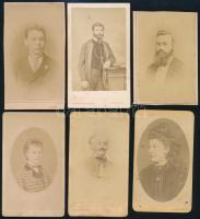 cca 1870-1890 6 db régi keményhátú fotó, némelyik vágott, 10×6 cm