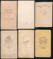 cca 1870-1890 6 db régi keményhátú fotó, némelyik vágott, 10×6 cm