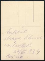 1934 Kassa, Egy régi karácsony, feliratozott fotó, 11×8 cm