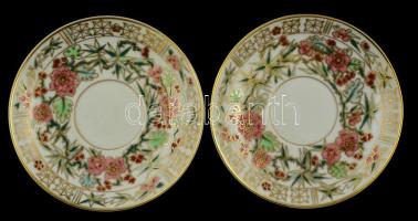 Zsolnay bambusz-mintás két személyes mokkás csésze készlet, díszdobozban. Kézzel festett, jelzett, h...