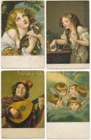 7 db RÉGI Stengel litho művész képeslap / 7 pre-1945 Stengel litho art postcards