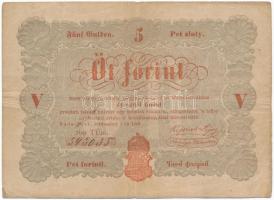 1848. 5Ft Kossuth bankó vörösesbarna T:III  Adamo G109