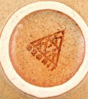 2 db retró Gránit kerámia, jelzett. Kiöntő, m: 8,5 cm. Cukortartó fedéllel, m: 9,5 cm. Hibátlan