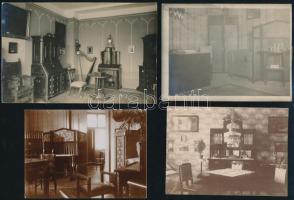 cca 1920 Lakásbelsők, 9 db fotó, 11×8 és 12×17 cm közötti méretekben