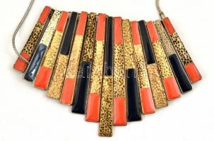 Dekoratív, színes fém-zománc nyaklánc