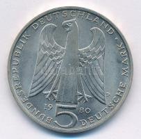 NSZK 1980D 5M Cu-Ni "von der Vogelweide halálának 750. évfordulója T:1,1- 
FRG 1980D 5 Mark Cu...