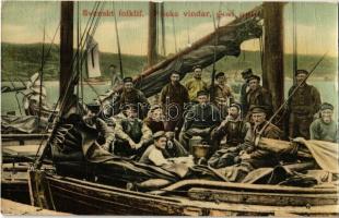 Svenskt folklif, Friska vindar / Swedish folklore, fishermen in a boat