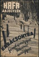 1939 HAFA (Hatschek és Farkas Foto, Amatőrmozi, Optikai Szaküzlet) 84. számú, 1939. decemberi (karácsonyi) árjegyzéke. Bp., Tolnai-ny.,21+11 p.